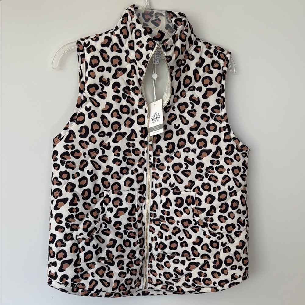 Mudpie Leopard Print Sleeveless Vest SZ M